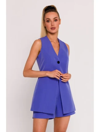 M776 Sako bez rukávů s jedním knoflíkem - světle fialové