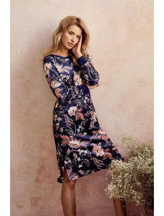 Dámská noční košile 3060 VENUS tm. modrá se vzorem - Taro