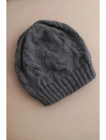 Dámská zimní pletená čepice s krajkovým vzorem K427 grafitová