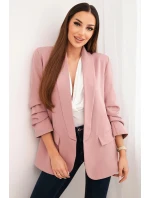 Elegantní sako s klopami tmavě růžové