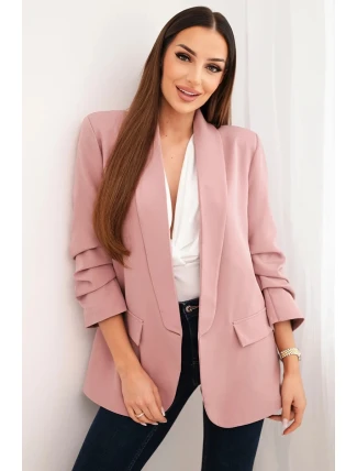 Elegantní sako s klopami tmavě růžové