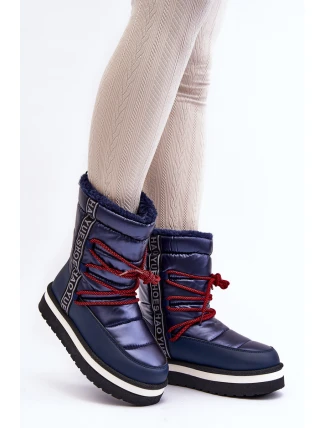 Dámské sněhule s vázáním v modré barvě Lilara