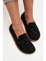 Kožené semišové mokasíny typu barefoot Zazoo 322 černé