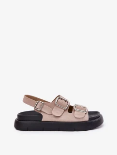 Dámské semišové sandály s přezkami Big Star – světle růžové