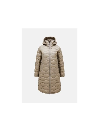 Dámský kabát PEAK PERFORMANCE Helium Down Coat Women, barva béžová Dámský kabát PEAK PERFORMANCE Helium Down Coat Women, barva béžová
