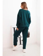 Dámský komplet máslový s třásněmi na rukávech mořský