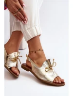 Zazoo 2898 Kožené Ploché Sandály Zlaté