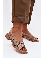 Zdobené síťované dámské sandály na klínku Z & A CR61-3131 Béžové