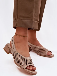 Zdobené síťované dámské sandály na klínku Z & A CR61-3131 Béžové