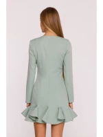 M880 Šaty s volánkovým lemem - mátové M880 Šaty s volánkovým lemem - mátové
