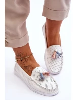 Dámské prolamované kožené mokasíny Bílé Lanzarot Dámské prolamované kožené mokasíny Bílé Lanzarot