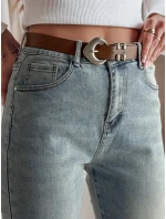 Dámské džínové kalhoty slim fit s páskem SLIMVISA modré FashionStreet UY2460