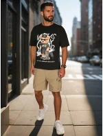 Pánské látkové bojové šortky khaki FashionStreet SX2511