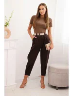 Kalhoty Summer Punto se zapínáním na nohavice hnědý