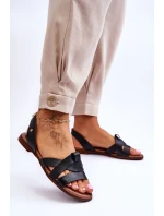 Pohodlné kožené sandály Černé Kayla