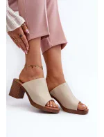 Elegantní lehké dámské pantofle na vysokém podpatku, Béžová Varnila Elegantní lehké dámské pantofle na vysokém podpatku, Béžová Varnila