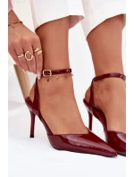 Dámské lodičky s odkrytou patou – lakované bordó Laretta Dámské lodičky s odkrytou patou – lakované bordó Laretta