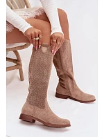 Dámské kozačky HY61-8022 béžové - S.Barski