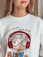Dámská mikina s potiskem LALA VIBE bílá FashionStreet BY1504
