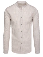 Pánská košile s dlouhým rukávem a límečkem hnědá FashionStreet DX2660