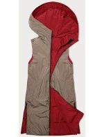 Červeno/béžová oboustranná dámská vesta s kapucí S'West (B8221-4) Červeno/béžová oboustranná dámská vesta s kapucí S'West (B8221-4)