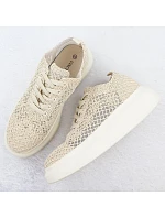 Dámská obuv na platformě se šněrováním béžová Vinceza 17371