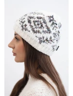 Dámská zimní čepice s barevnými vzory a silným nápletem K353 bílá+grafitová
