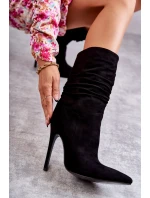 Dámské mačkané kozačky kozačky Černé Laguna