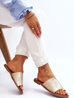 Dámské kožené žabky Světle zlatá Amite