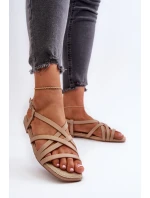 Ploché dámské sandály Big Star NN274012 Beige