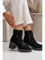 Dámské Botky Na Podpatku Zateplené Eko Semišové Černé Arkesia