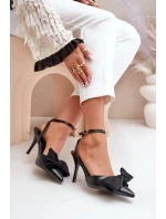 Eko kožené lodičky s mašlí černé Volamia