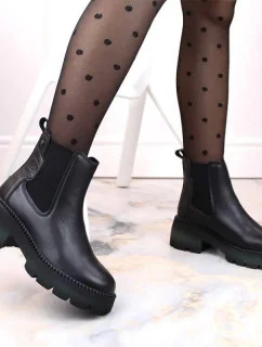 Dámské zateplené kožené kotníkové boty PAW484 Černá - Filippo