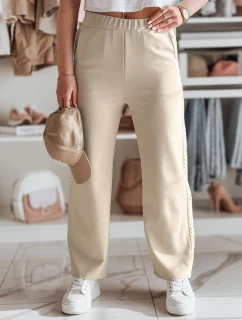 Dámské široké žebrované kalhoty LUXEEN moka FashionStreet UY2520