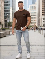Pánské bavlněné tričko s potiskem hnědého buldoka FashionStreet NX0125R
