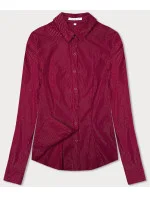 Dámská halenka ve vínové bordó barvě se stříbrnými proužky (AWT0111)