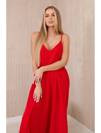 Mušelínové šaty na ramínka červený