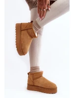 Ženy Sněžní Boty Na Platformě Oteplené Kožešinou Camel Xamella