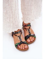 Dámské Ploché Sandály S Pleteným Páskem A Dekorací Černé Artiker 56C1318 Dámské Ploché Sandály S Pleteným Páskem A Dekorací Černé Artiker 56C1318