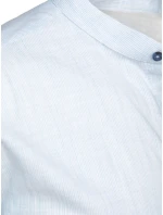 Pánská košile s dlouhým rukávem a stojáčkem modrá FashionStreet DX2661