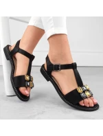 Zirkonové pohodlné sandály S.Barski W OLI261A černá Zirkonové pohodlné sandály S.Barski W OLI261A černá