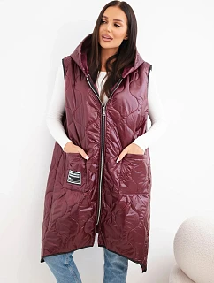 Dámská prošívaná vesta Plus Size s kapucí zapínaná na zip tyrkysová