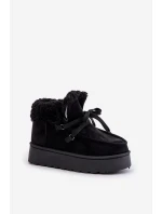 Dámské zavazovací sněžky s hrubou podrážkou černé Loso Dámské zavazovací sněžky s hrubou podrážkou černé Loso