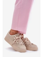 Dámské tenisky se zdobením na platformě béžové Eanneth
