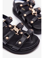 Dívčí sandály se zlatým detailem černé Lunessa