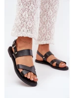 Ploché Dámské Sandály Z Eko Kůže Černé Kalira