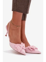 Dámské sandály na podpatku s mašlí Růžové Hestia