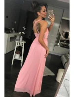 Dámské plesové dlouhé šaty PINK BOOM růžové - Růžová / L - PINK BOOM Dámské plesové dlouhé šaty PINK BOOM růžové - Růžová / L - PINK BOOM