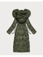 Dlouhá dámská prošívaná zimní bunda v barvě khaki (T2-2221#-22) Dlouhá dámská prošívaná zimní bunda v barvě khaki (T2-2221#-22)