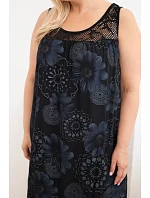 Dámské šaty Plus Size z viskózy s květinovým vzorem a krajkovým výstřihem černá